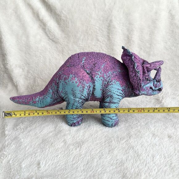 Great American Fun Triceratops Dinosaur Purple Blue Vintage 90s Stuffed Toy 1991 - Picture 7 of 7